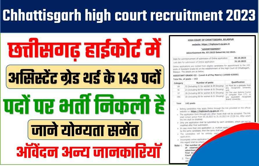 Chhattisgarh high court recruitment 2023