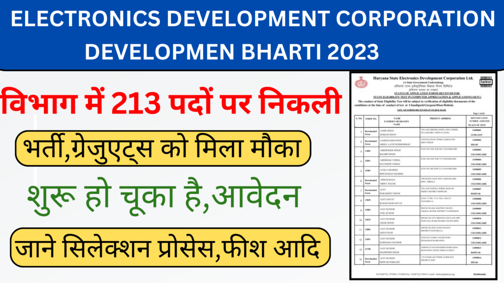 Electronics Development Corporation Developmen Bharti 2023