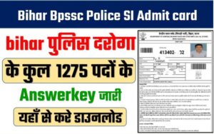 bihar BSSC SI Police Answerkey Download 2023