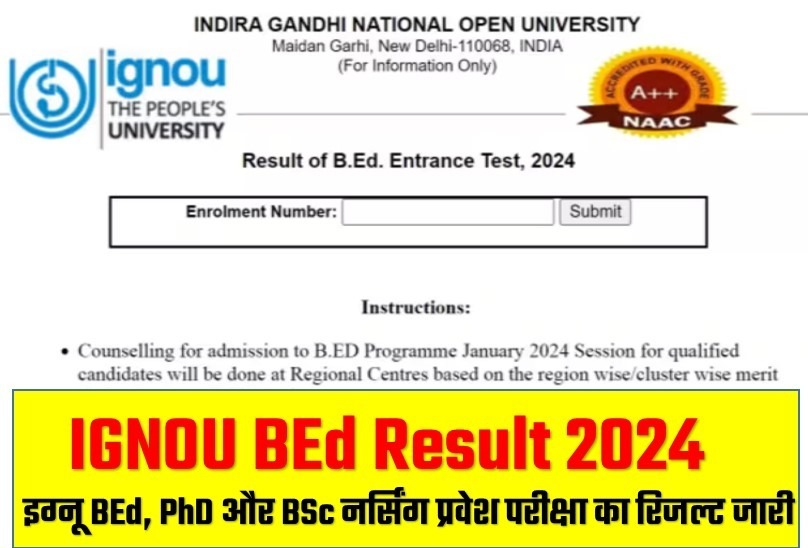 IGNOU BEd Result 2024