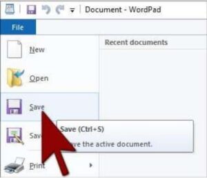 wordpas file menu save options