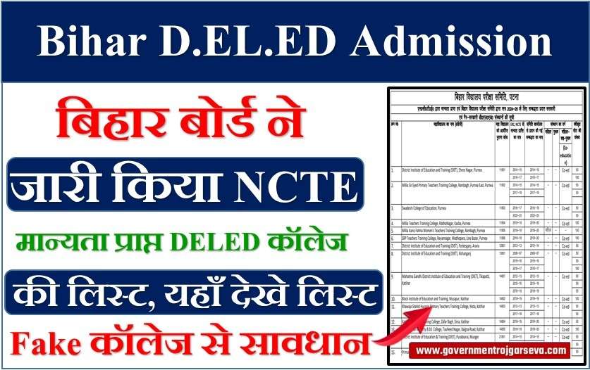 Bihar DELED NCTE Approved College List