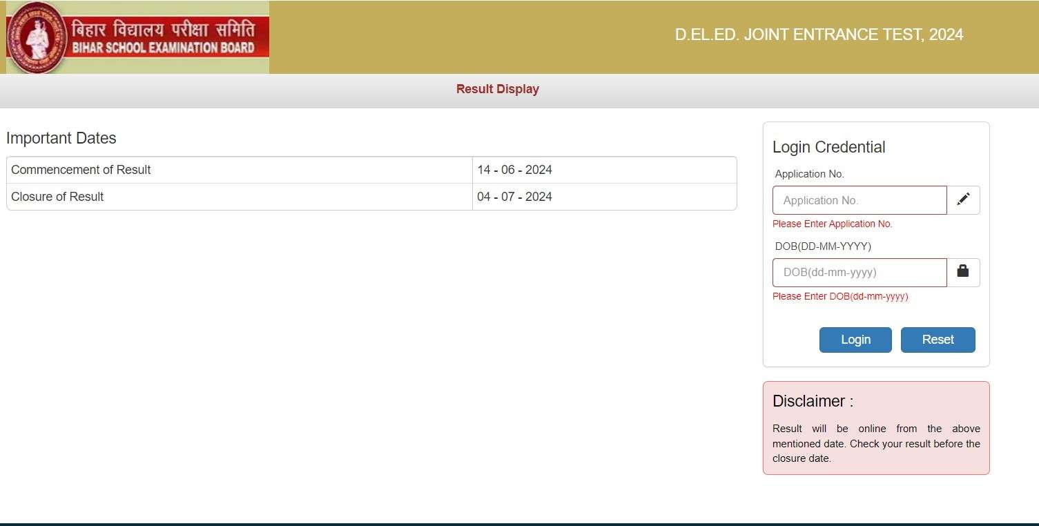 Bihar Deled Counselling Form 2024