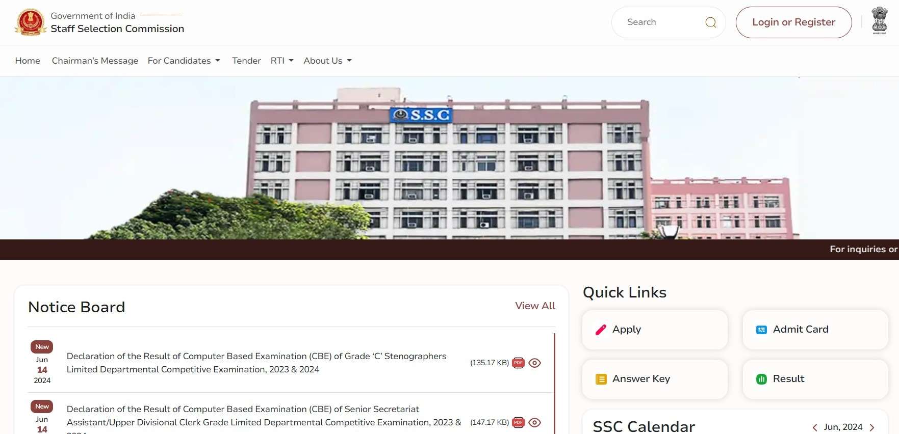 SSC CPO 2024 Result 2024