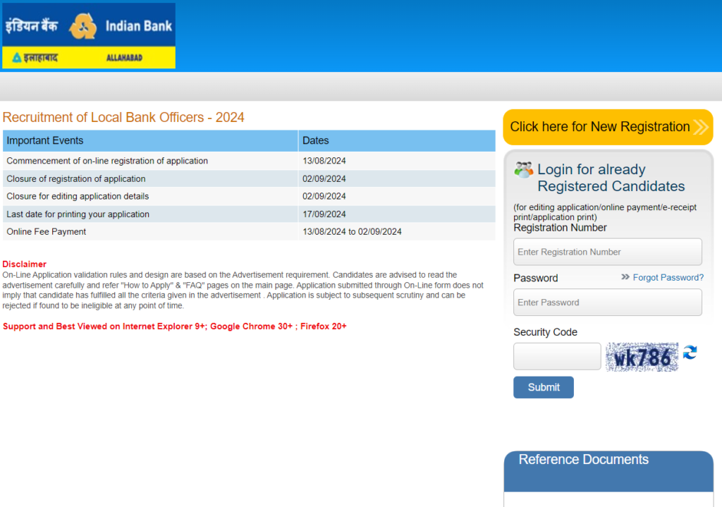 Indian Bank officer Recruitment 2024