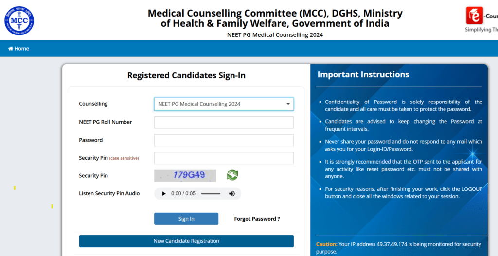 NEET PG Counselling 2024