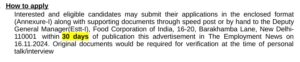 FCI General Duty Medical Officer Recruitment Online Form 2024:भारतीय खाध निगम में निकली जरनल ड्यूटी मेडिकल ऑफिसर की भर्ती,जल्दी करे अप्लाई